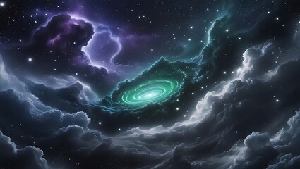 Fototapeta premium Vast cosmic nebula illuminated by distant starlight