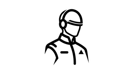 Obraz premium Outline of futuristic person wearing helmet and headphones icon