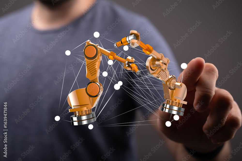 Poster image of robotic arms showcasing advanced automation and technology. ideal for industrial, tech, and