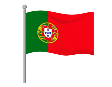  Flat Design of Portugal Flag with Bold Colors and Clean Lines, isolated on transparent background PNG