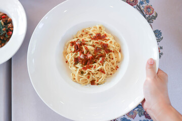 pasta carbonara ,spaghetti or spaghetti carbonara