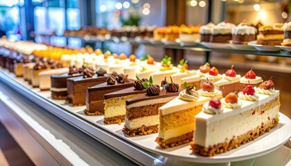 Assortment Of Cakes And Pastries In Display Case