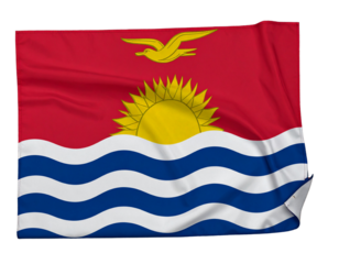 Flat Lay of Folded Kiribati Flag on Natural Wooden Surfac PNG