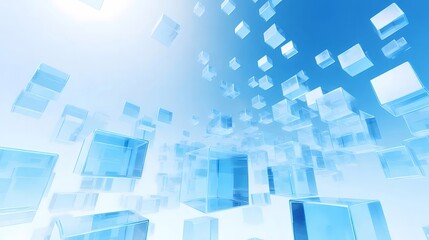 Fototapeta premium 抽象的な青と白のキューブの背景と未来的なデジタル技術のコンセプトデザイン