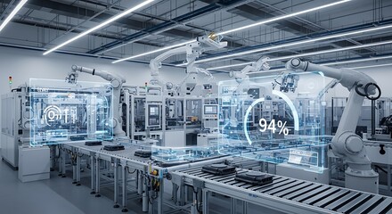 Fototapeta premium Robotic automation advances efficiency and progress in smart factory