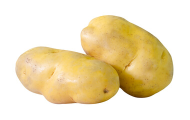 Two bulbs of potatoes in stack isolated with clipping path in png file format