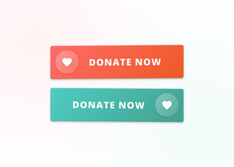 Donate Now Button - Premium 3D Block Design with Heart Icon Collection