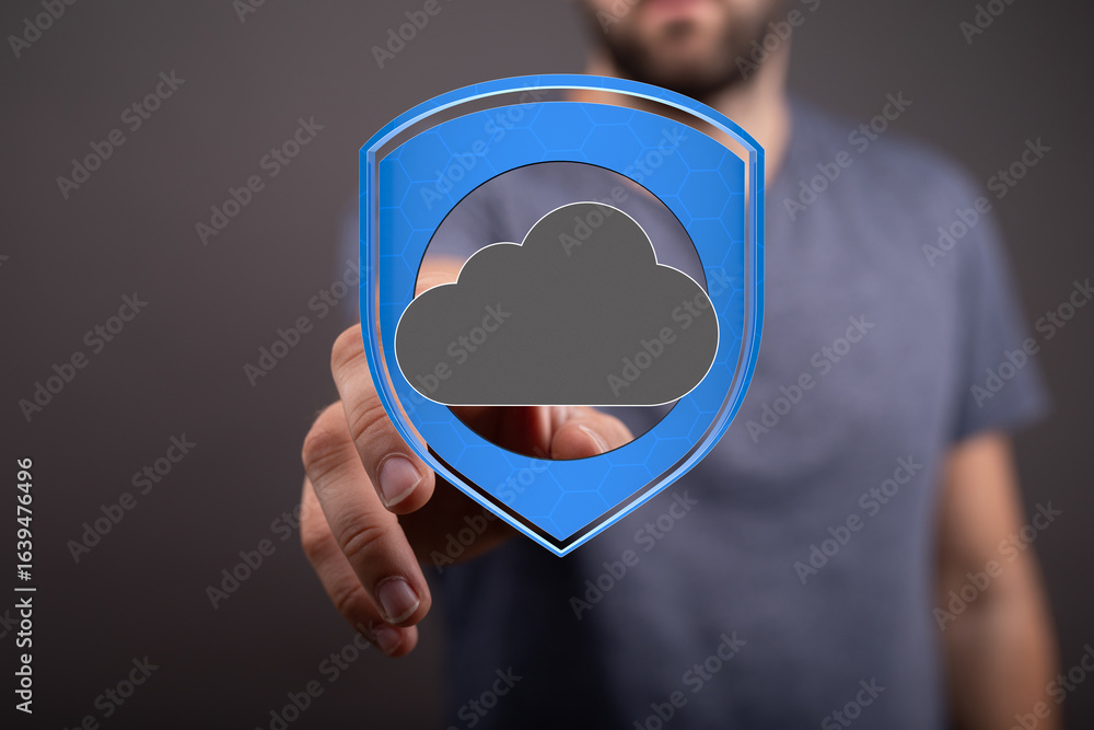 Poster ensuring your data is safe. cloud security, data protection, and reliable storage solutions.