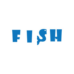 Creative Fish Typography Logo Design in Blue