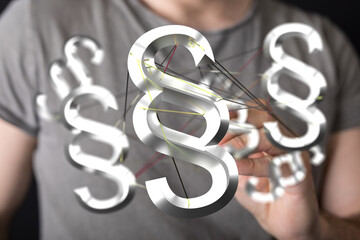 3D rendering of interconnected paragraph symbols.  Perfect for legal, law, and justice concepts.