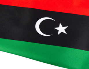  Flat Lay of Folded Libya Flag on Textured Stone Surface PNG
