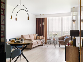 interior design. interior photography of an apartment for rent. One-room apartment with a simple and cozy design. High quality photo