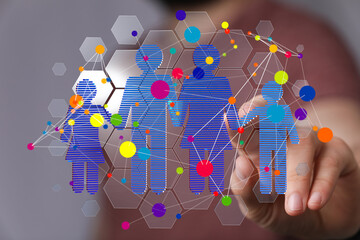 Image depicting a family network with connections between members, illustrating family...