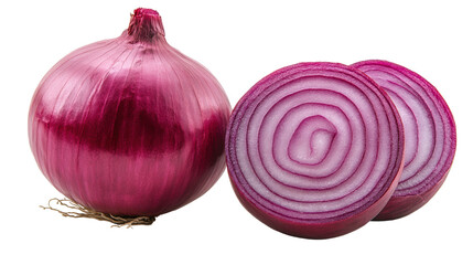 Fresh red shallots and cut onion half slice piece