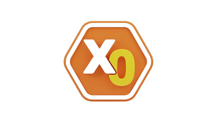 Obraz premium Orange hexagonal xo game symbol isolated on transparent background