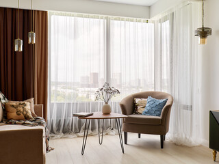 interior design. interior photography of an apartment for rent. One-room apartment with a simple and cozy design. High quality photo