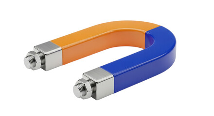 Horseshoe magnet with silver ends isolated on transparent background