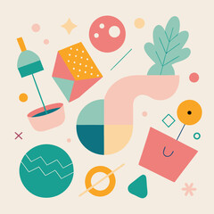 Hand-Drawn Pastel Doodle Objects – Modern Vector Illustrations

