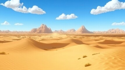 Fototapeta premium Vast desert landscape under a clear sky