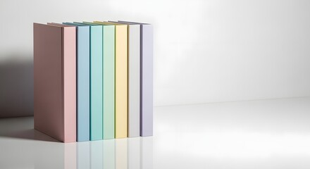 back to school marketing pastel colored books stack on clean background