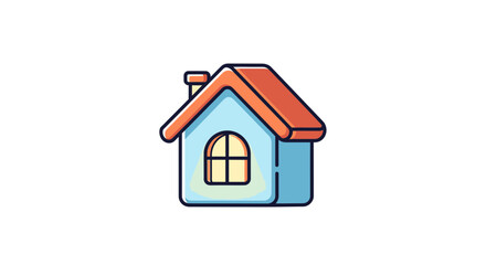 Illustration of a small house with a chimney and a window on a white background design style
