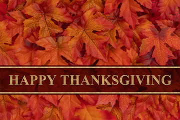 Happy Thanksgiving card with fall leaves