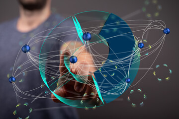 Abstract network graphic showing data connections and analysis. Ideal for technology, business, and...