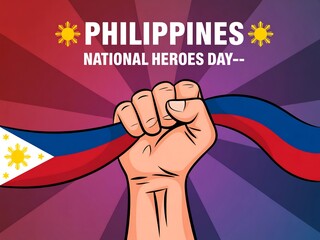 Fist raised in solidarity for philippines national heroes day celebration