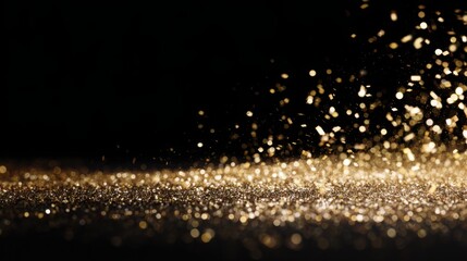 Golden confetti showering against a dark background, capturing a moment of celebration.