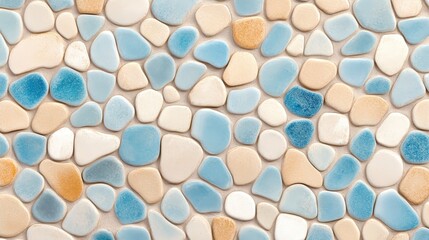 Colorful Smooth Pebbles in Soft Blue and Beige Tones for Design
