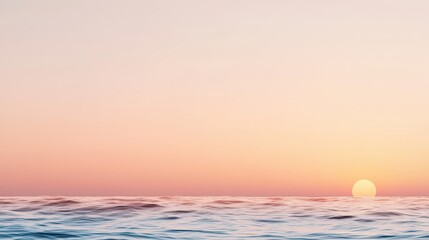Serene Sunset Over Calm Ocean Waves in Soft Pastel Colors