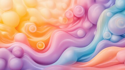 Soft Colorful Waves of Fluid Abstract Texture with Bubbles and Gradients