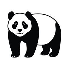 Naklejka premium Panda Bear Cute Animal Vector Silhouette On White Background