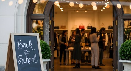 back to school marketing shopping outside boutique store