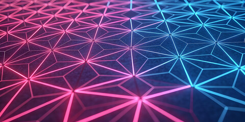 Glowing pink and blue polygon mesh digital background