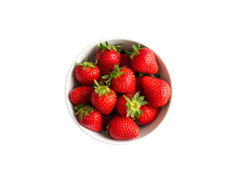 Strawberries in bowl isolated on transparent background
