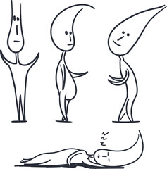 Simple line characters with big heads