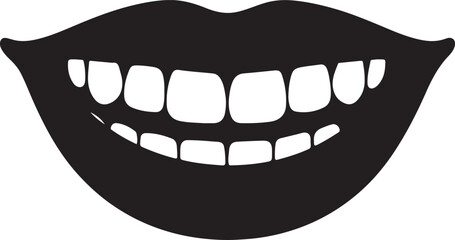 Dimples with smiling mouth silhouette vector icon for joyful expression, charm, and beauty design.