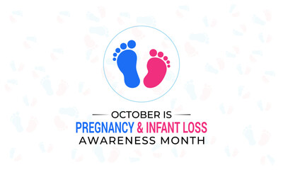 Pregnancy and Infant Loss Awareness Month, observed each October. It is a month to honor the memory of babies who were lost in miscarriage, stillbirth, and infancy. Banner poster, background. 