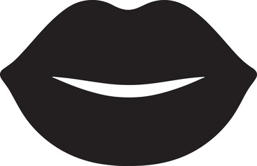 Lower lip accent smile silhouette vector icon for subtle expression, beauty, and charming mouth design.