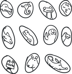 There are cartoon images of animals inside the circles.