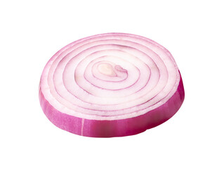 One Spanish onion or red onion slice isolated with clipping path in png file format