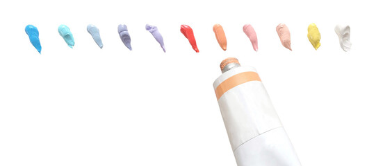 絵の具とパレット 背景透明 レインボー 虹 アート 芸術 切抜