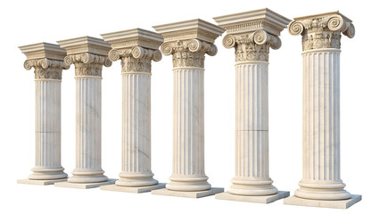 Obraz premium Greek columns isolated on transparent or white background, png 