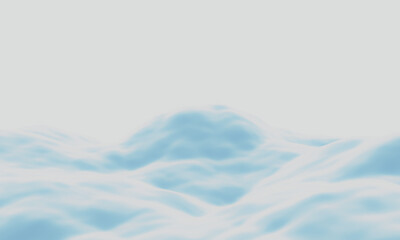 3D blue snowdrift. Snowy mountain. Cold environment