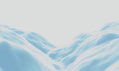 3D blue snowdrift. Snowy mountain. Cold environment