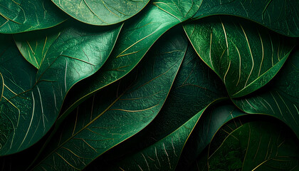 Lush Green Tropical Leaves Texture.