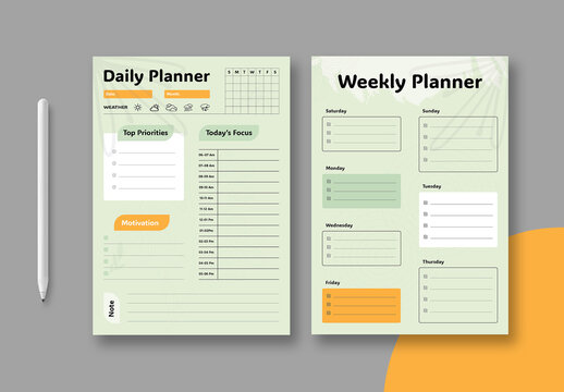 Daily And Weekly Planner Template Layout