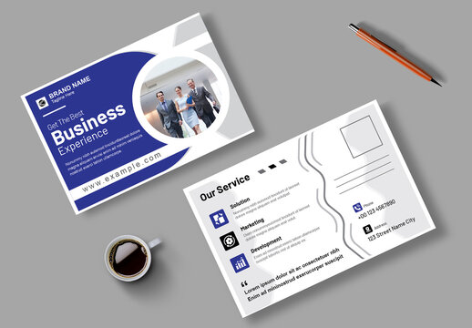 Post Card Design Template With Red Color Theme