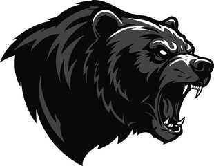An aggressive, snarling grizzly bear head mascot with bared teeth, depicted in a fierce, stylized graphic illustration.